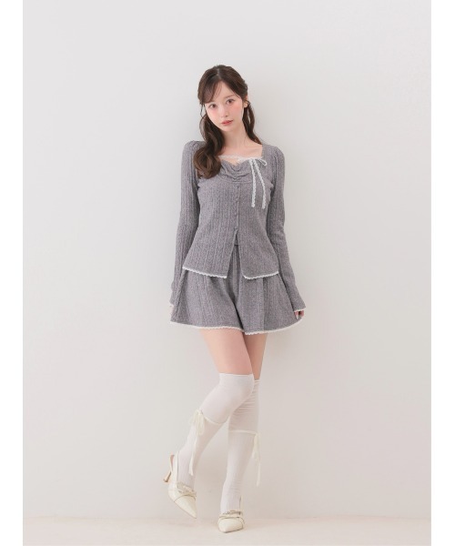M me eme（エムミーエメ）の「Ribbon trim cable lame knit setup(eme11093)（スカート・レディース・アイボリー・FREE）」の10枚目の写真
