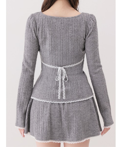 M me eme（エムミーエメ）の「Ribbon trim cable lame knit setup(eme11093)（スカート・レディース・アイボリー・FREE）」の12枚目の写真