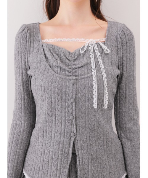 M me eme（エムミーエメ）の「Ribbon trim cable lame knit setup(eme11093)（スカート・レディース・アイボリー・FREE）」の13枚目の写真