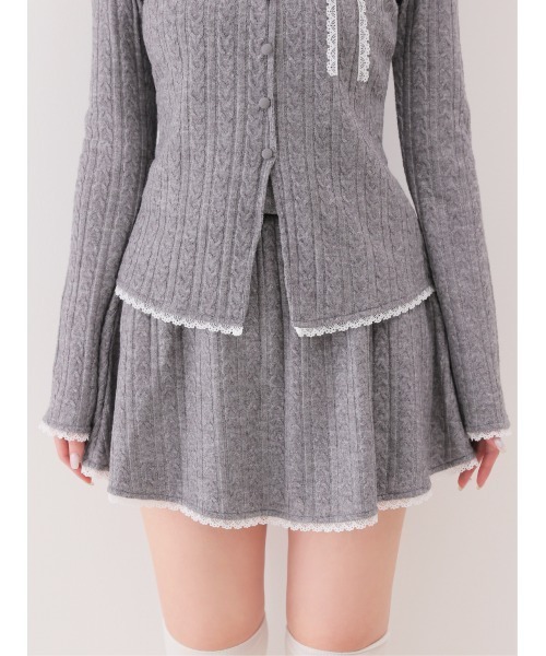 M me eme（エムミーエメ）の「Ribbon trim cable lame knit setup(eme11093)（スカート・レディース・アイボリー・FREE）」の14枚目の写真