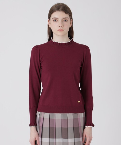 BLUE LABEL CRESTBRIDGE(ブルーレーベルクレストブリッジ)の「フリルディテールニットプルオーバー(ニット/セーター・レディース・ワイン/グレー系その他/オフホワイト/ブラック・38)」の11枚目の写真