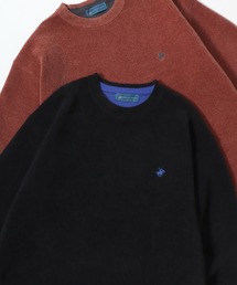 BEVERLY HILLS POLO CLUB/ビバリーヒルズポロクラブ オーバーサイズ モールニット 裏配色 ロゴ ワンポイント刺繍 クルーネック セーター/レディース メンズ