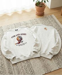 【TOM & JERRY/トムとジェリー】キャラクターアップリケクルーネックスウェット(裏起毛) ユニセックス