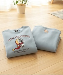 【TOM & JERRY/トムとジェリー】キャラクターアップリケクルーネックスウェット(裏起毛) ユニセックス