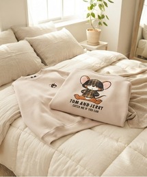 【TOM & JERRY/トムとジェリー】キャラクターアップリケクルーネックスウェット(裏起毛) ユニセックス