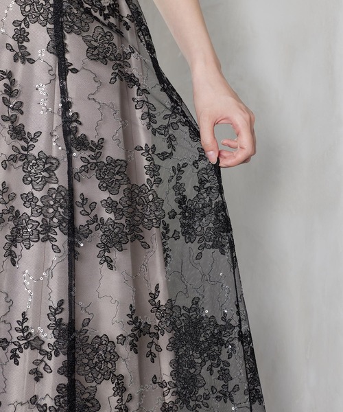 Kana(カナ)の「花柄刺繍バックリボンAラインドレス パーティー 結婚式 お呼ばれ オケージョン(ドレス・レディース・イエロー/ブラック/ブルー系その他/ピンクベージュ・M)」の12枚目の写真