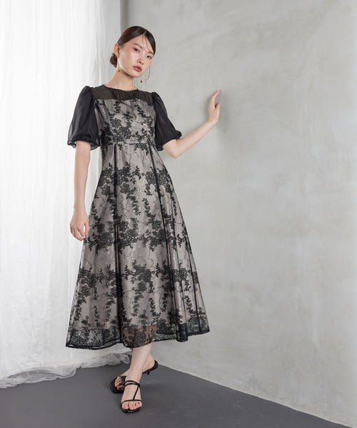 Kana(カナ)の「花柄刺繍バックリボンAラインドレス パーティー 結婚式 お呼ばれ オケージョン(ドレス・レディース・イエロー/ブラック/ブルー系その他/ピンクベージュ・M)」の21枚目の写真