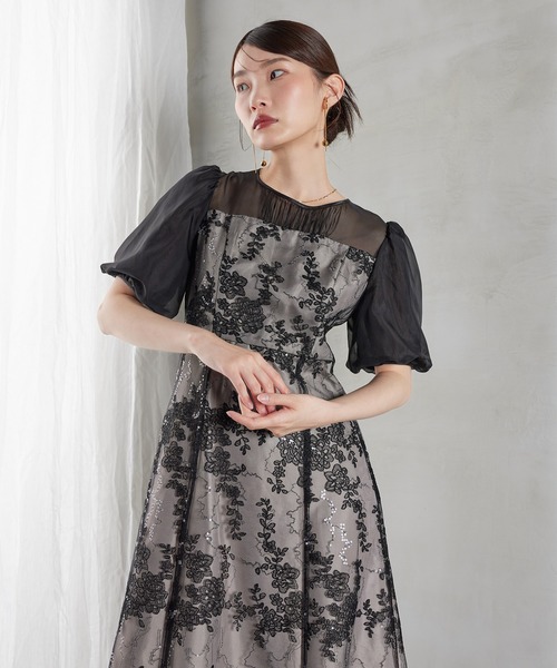 Kana(カナ)の「花柄刺繍バックリボンAラインドレス パーティー 結婚式 お呼ばれ オケージョン(ドレス・レディース・イエロー/ブラック/ブルー系その他/ピンクベージュ・M)」の22枚目の写真