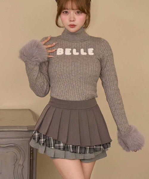 Belle Charme】Mix Check Pleats Skirt（スカート）｜Belle Charme