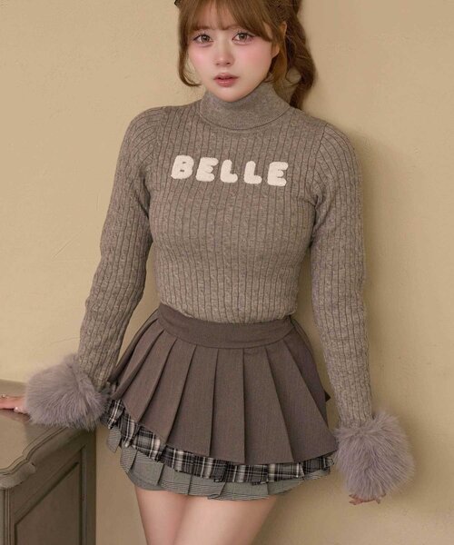 Belle Charme(ベルシャルム)の「【Belle Charme】Mix Check Pleats Skirt(スカート・レディース・ブラック/グレー/ベージュ・FREE)」の4枚目の写真
