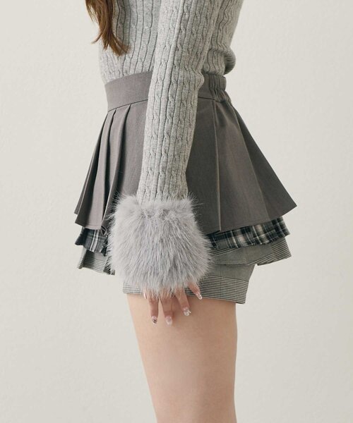 Belle Charme(ベルシャルム)の「【Belle Charme】Mix Check Pleats Skirt(スカート・レディース・ブラック/グレー/ベージュ・FREE)」の7枚目の写真