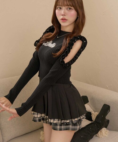 Belle Charme(ベルシャルム)の「【Belle Charme】Mix Check Pleats Skirt(スカート・レディース・ブラック/グレー/ベージュ・FREE)」の16枚目の写真
