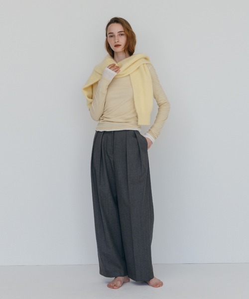 CREDONA(クレドナ)の「MINK FINISH CREW-NECK KNIT TOP/ミンクフィニッシュクルーネックニット(ニット/セーター・レディース・ブラウン/ピンク/グレー/イエロー・FREE)」の11枚目の写真
