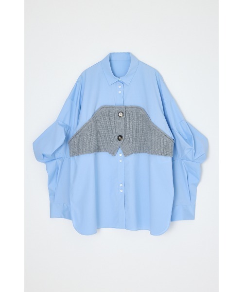 ENFOLD(エンフォルド)の「KNIT-DOCKING SHIRT(Tシャツ/カットソー・レディース・サックスブルー/ホワイト・38)」の2枚目の写真