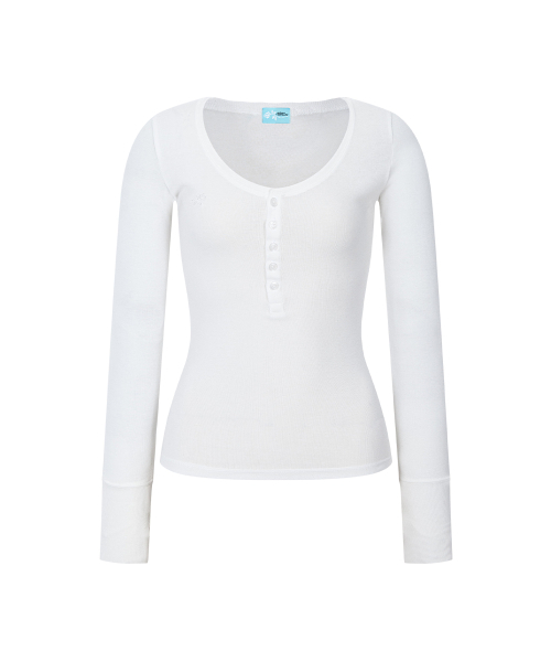 PLEASENOFOLLOW(プリーズノーフォロー)の「Zen Button Long Sleeve Top (Ivory)(Tシャツ/カットソー・レディース・その他・FREE)」の2枚目の写真
