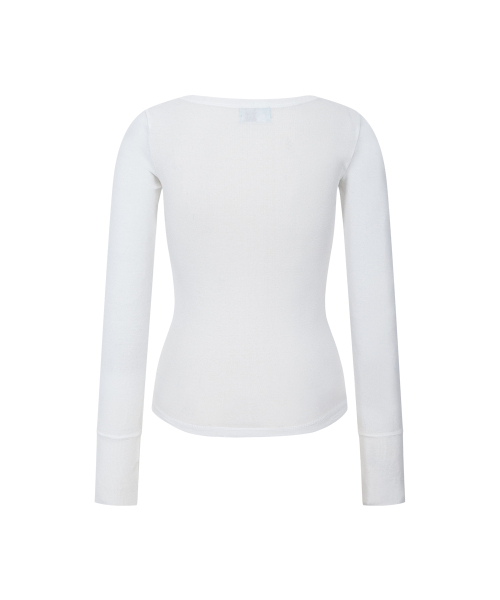 PLEASENOFOLLOW(プリーズノーフォロー)の「Zen Button Long Sleeve Top (Ivory)(Tシャツ/カットソー・レディース・その他・FREE)」の3枚目の写真