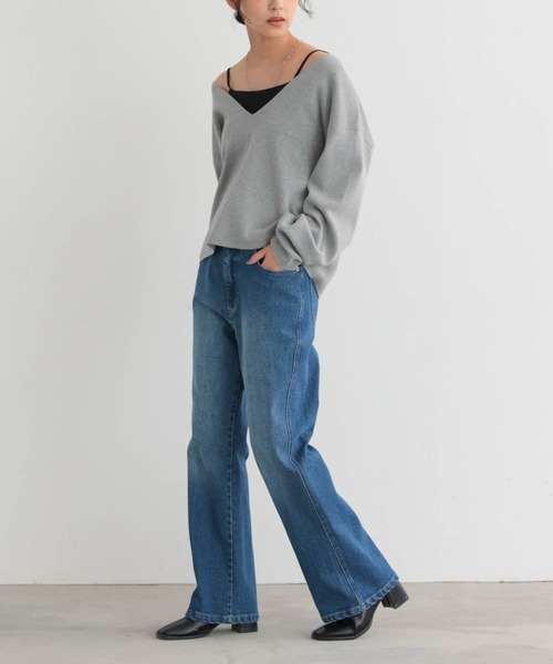 for/c（フォーシー）の「[低身長/高身長向けサイズ有]ストレッチセミフレアデニムパンツ【サスティナブル】（その他パンツ・レディース・インディゴブルー/グレー/ブルー・L/M/TM/PM/LL）」の9枚目の写真