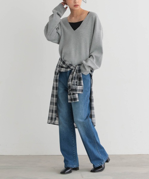 for/c（フォーシー）の「[低身長/高身長向けサイズ有]ストレッチセミフレアデニムパンツ【サスティナブル】（その他パンツ・レディース・インディゴブルー/グレー/ブルー・L/M/TM/PM/LL）」の11枚目の写真