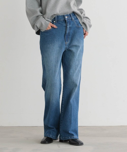 for/c（フォーシー）の「[低身長/高身長向けサイズ有]ストレッチセミフレアデニムパンツ【サスティナブル】（その他パンツ・レディース・インディゴブルー/グレー/ブルー・L/M/TM/PM/LL）」の4枚目の写真