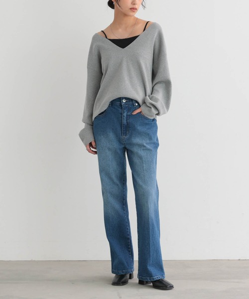 for/c（フォーシー）の「[低身長/高身長向けサイズ有]ストレッチセミフレアデニムパンツ【サスティナブル】（その他パンツ・レディース・インディゴブルー/グレー/ブルー・L/M/TM/PM/LL）」の15枚目の写真