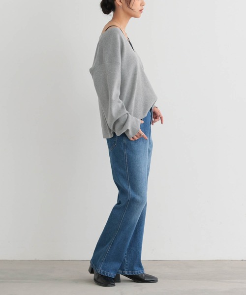 for/c（フォーシー）の「[低身長/高身長向けサイズ有]ストレッチセミフレアデニムパンツ【サスティナブル】（その他パンツ・レディース・インディゴブルー/グレー/ブルー・L/M/TM/PM/LL）」の16枚目の写真