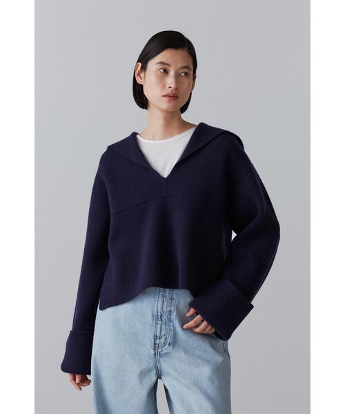 YLEVE(イレーヴ)の「YLEVE / PURE WOOL KN SAILOR COLLAR P/O(ニット/セーター・レディース・ネイビー・1)」の1枚目の写真
