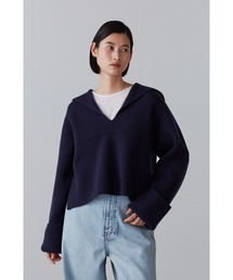 YLEVE / PURE WOOL KN SAILOR COLLAR P/O