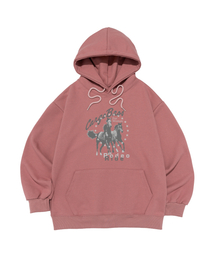 [起毛選択] ウエスタンロデオ LITHE グラフィックフードTシャツ (ピンク)