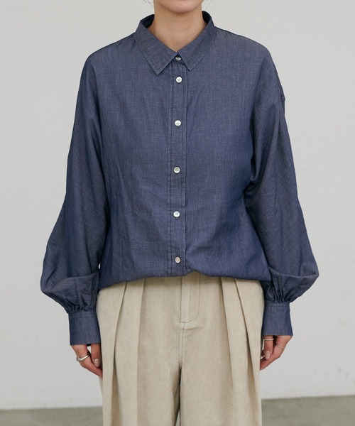LARUTA（ラルータ）の「【LARUTA】ドルマンショルダーシアーデニムシャツ（シャツ/ブラウス・レディース・ブルー系その他2/ブルー・FREE）」の7枚目の写真