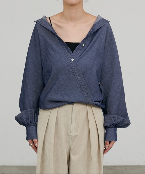 LARUTA（ラルータ）の「【LARUTA】ドルマンショルダーシアーデニムシャツ（シャツ/ブラウス・レディース・ブルー系その他2/ブルー・FREE）」の9枚目の写真
