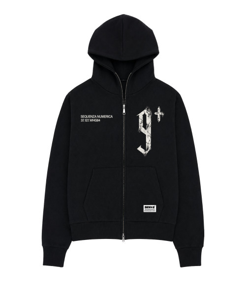 SEW-B（ソービー）の「ハイネック NUMERICA (セミオーバー) ジップアップパーカー [ブラック]（パーカー・レディース・その他・FREE）」の3枚目の写真