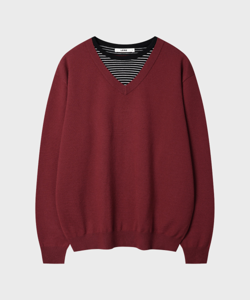 LEIRE（ルアール）の「ストライプレイヤードVネックニット [レッド]（ニット/セーター・メンズ・その他・MEDIUM/LARGE/X-LARGE）」の5枚目の写真