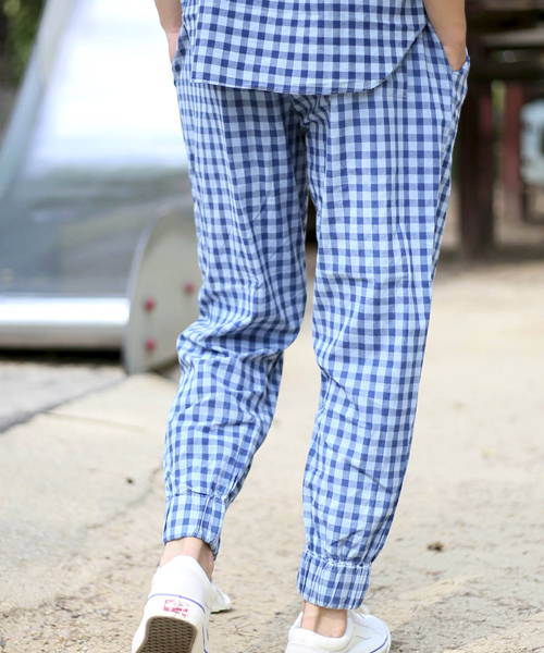 Denime（ドゥニーム）の「インディゴチェックジョガーパンツ（その他パンツ・メンズ・ライトインディゴブルー/インディゴブルー・MEDIUM/LARGE）」の13枚目の写真