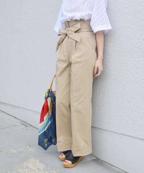 Khaju(カージュ)の「Khaju:チノワイドパンツ◇(チノパンツ・レディース・ベージュ/ネイビー・36/38)」の1枚目の写真