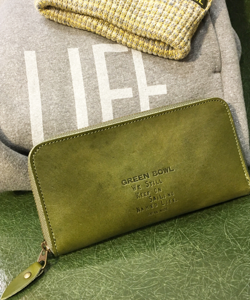 GREEN BOWL（グリーンボウル）の「GREEN BOWL Leather Wallet/グリーンボウルレザーウォレット（財布・メンズ・ネイビー/カーキ/ブラウン系その他/キャメル・FREE）」の2枚目の写真