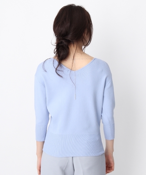 Andemiu（アンデミュウ）の「【取り外し可能なバックアクセ付き】アクセツキＶネックニット８分袖750669（ニット/セーター・レディース・イエロー/ライトブルー/ホワイト/ライトグレー・FREE）」の19枚目の写真