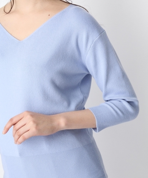 Andemiu（アンデミュウ）の「【取り外し可能なバックアクセ付き】アクセツキＶネックニット８分袖750669（ニット/セーター・レディース・イエロー/ライトブルー/ホワイト/ライトグレー・FREE）」の21枚目の写真