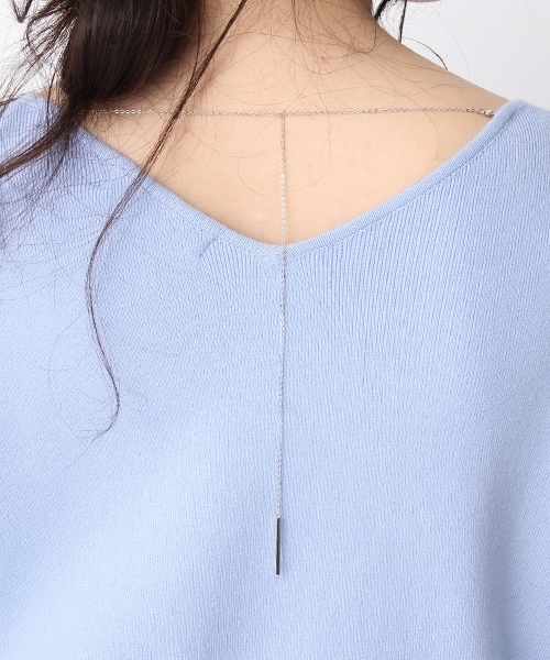 Andemiu（アンデミュウ）の「【取り外し可能なバックアクセ付き】アクセツキＶネックニット８分袖750669（ニット/セーター・レディース・イエロー/ライトブルー/ホワイト/ライトグレー・FREE）」の14枚目の写真