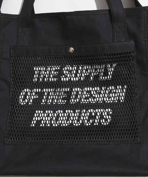 WEGO（ウィゴー）の「WEGO/メッシュポケット2WAYトートバッグ（トートバッグ・メンズ・ブラック/ライトインディゴブルー/オレンジ/ホワイト・FREE）」の6枚目の写真