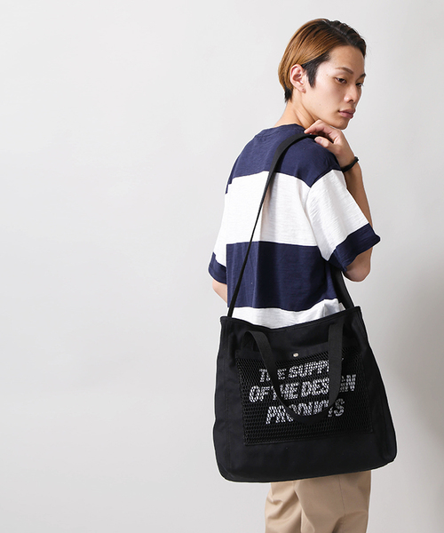 WEGO（ウィゴー）の「WEGO/メッシュポケット2WAYトートバッグ（トートバッグ・メンズ・ブラック/ライトインディゴブルー/オレンジ/ホワイト・FREE）」の19枚目の写真