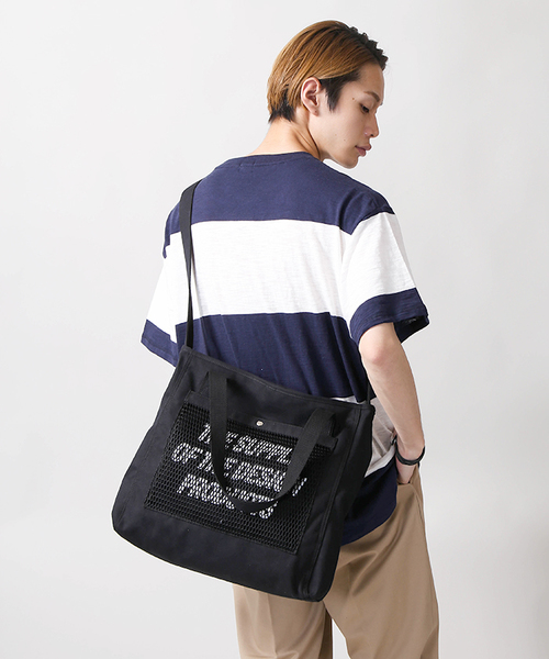WEGO（ウィゴー）の「WEGO/メッシュポケット2WAYトートバッグ（トートバッグ・メンズ・ブラック/ライトインディゴブルー/オレンジ/ホワイト・FREE）」の20枚目の写真