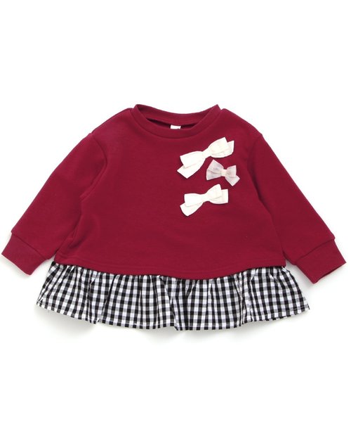 apres les cours（アプレレクール）の「布帛切替リボントレーナー_裏シャギー（スウェット・キッズ・ブラック/アイボリー/レッド・100/110/120/130/140/80/90）」の4枚目の写真