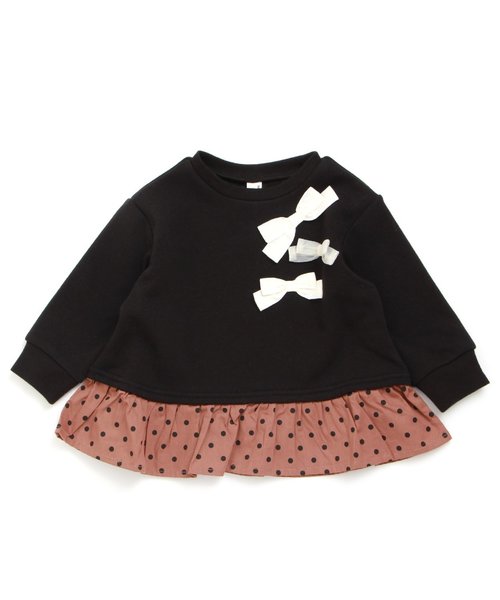 apres les cours（アプレレクール）の「布帛切替リボントレーナー_裏シャギー（スウェット・キッズ・ブラック/アイボリー/レッド・100/110/120/130/140/80/90）」の6枚目の写真