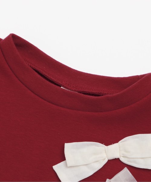 apres les cours（アプレレクール）の「布帛切替リボントレーナー_裏シャギー（スウェット・キッズ・ブラック/アイボリー/レッド・100/110/120/130/140/80/90）」の5枚目の写真