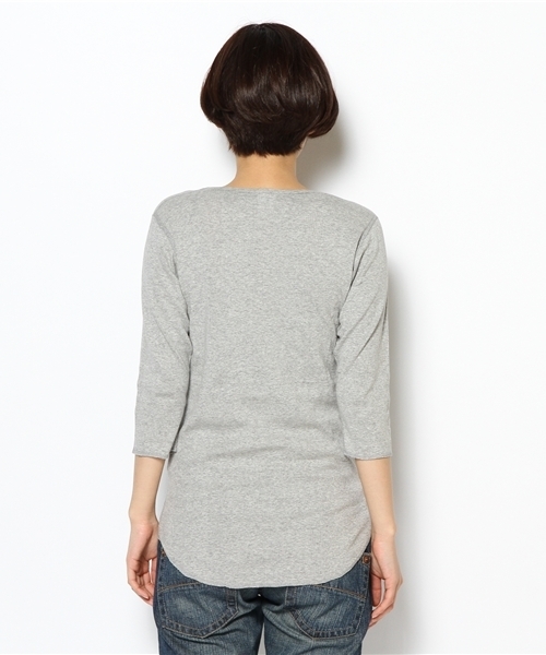 BEAMS BOY（ビームスボーイ）の「BEAMS BOY / ランダムテレコ Uネック 7分袖（Tシャツ/カットソー・レディース・ホワイト/ライトグレー/ブラック・ONE SIZE）」の6枚目の写真