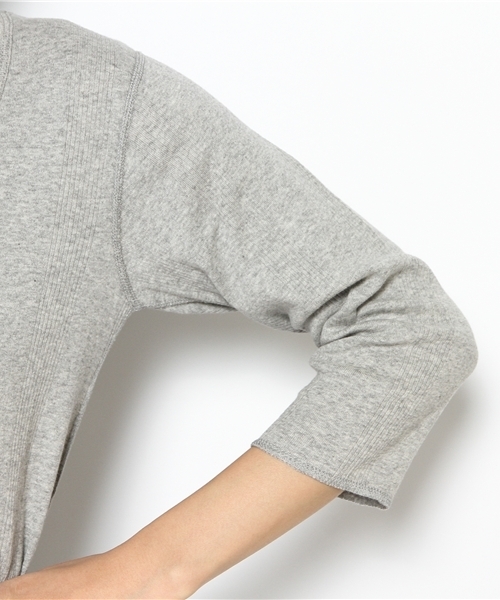 BEAMS BOY（ビームスボーイ）の「BEAMS BOY / ランダムテレコ Uネック 7分袖（Tシャツ/カットソー・レディース・ホワイト/ライトグレー/ブラック・ONE SIZE）」の8枚目の写真