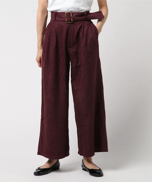 KOBE LETTUCE（コウベレタス）の「ベルト付きワイドパンツ＊ボトムス/レディース[M2260]神戸レタス（その他パンツ・レディース・カーキ/マスタード/キャメル/ワイン・FREE）」の7枚目の写真