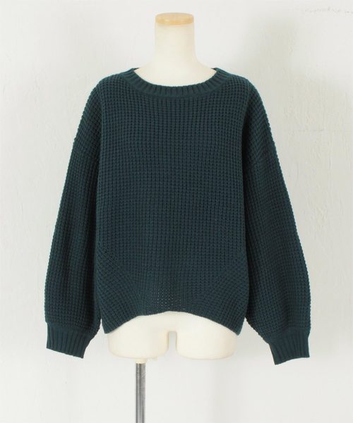 titivate（ティティベイト）の「ﾎﾞﾘｭｰﾑｽﾘｰﾌﾞｼﾝﾌﾟﾙﾆｯﾄﾌﾟﾙｵｰﾊﾞｰ（ニット/セーター・レディース・オフホワイト/杢グレー/グリーン/ネイビー/パープル/マスタード・M）」の7枚目の写真