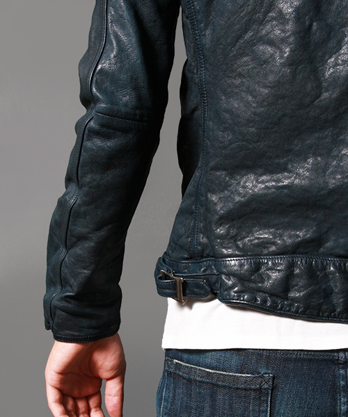 AMERICAN RAG CIE（アメリカンラグシー）の「AMERICAN RAG CIE フルベジタブルダブルライダース 113-AMR-M132-BL006∴（ライダースジャケット・メンズ・ネイビー/ブラック・2/1/3）」の7枚目の写真