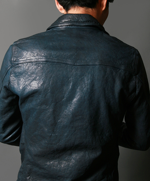 AMERICAN RAG CIE（アメリカンラグシー）の「AMERICAN RAG CIE フルベジタブルダブルライダース 113-AMR-M132-BL006∴（ライダースジャケット・メンズ・ネイビー/ブラック・2/1/3）」の6枚目の写真